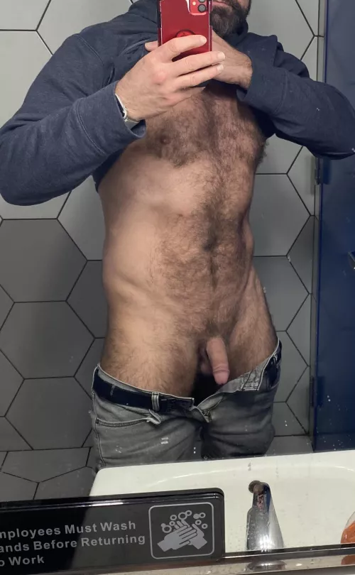 Restaurant bathroom, door was unlocked…