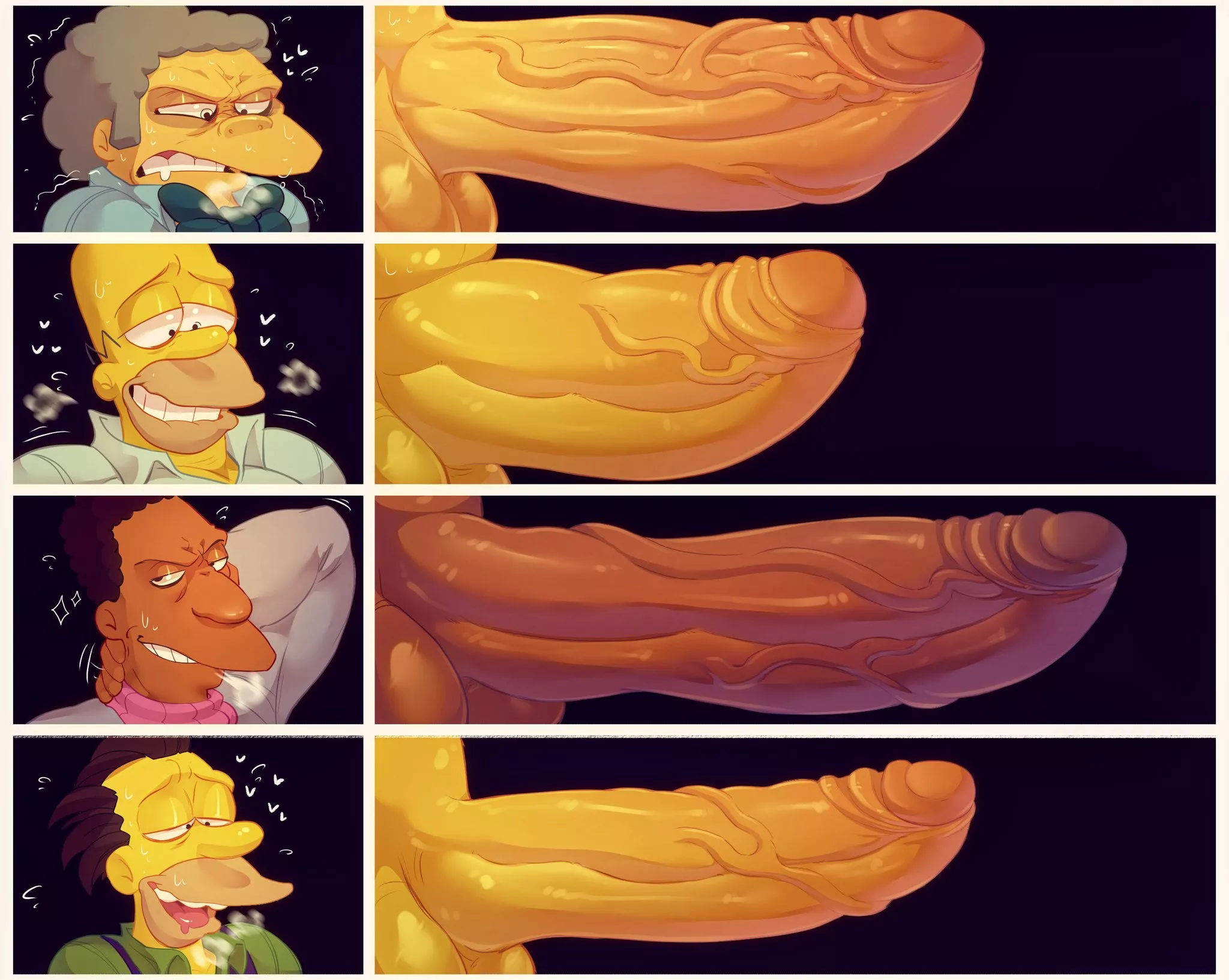 Simpsons characters dick sizes, I would take the last dick with hair and beard, Daddy!