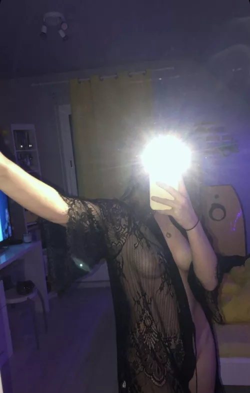 We can barely see under my gf’s robe