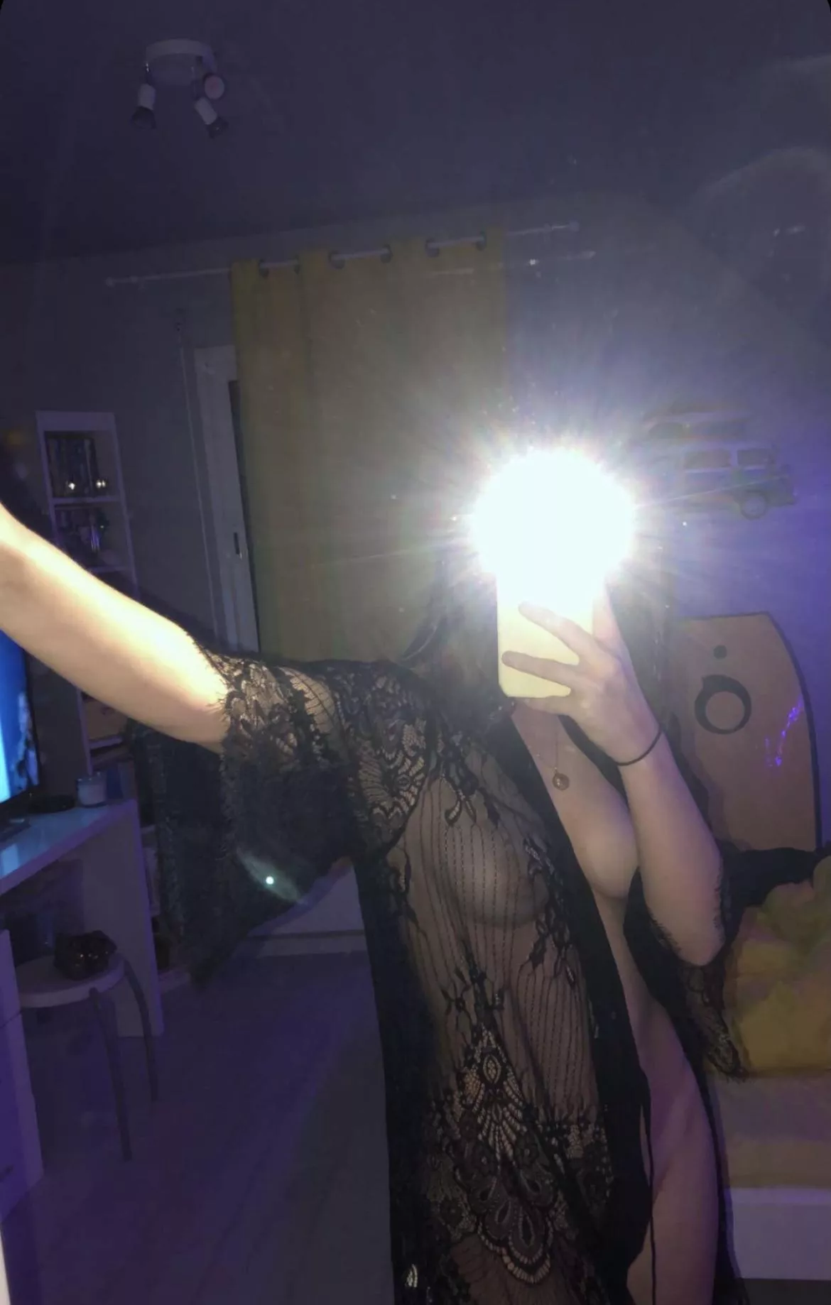 We can barely see under my gf’s robe