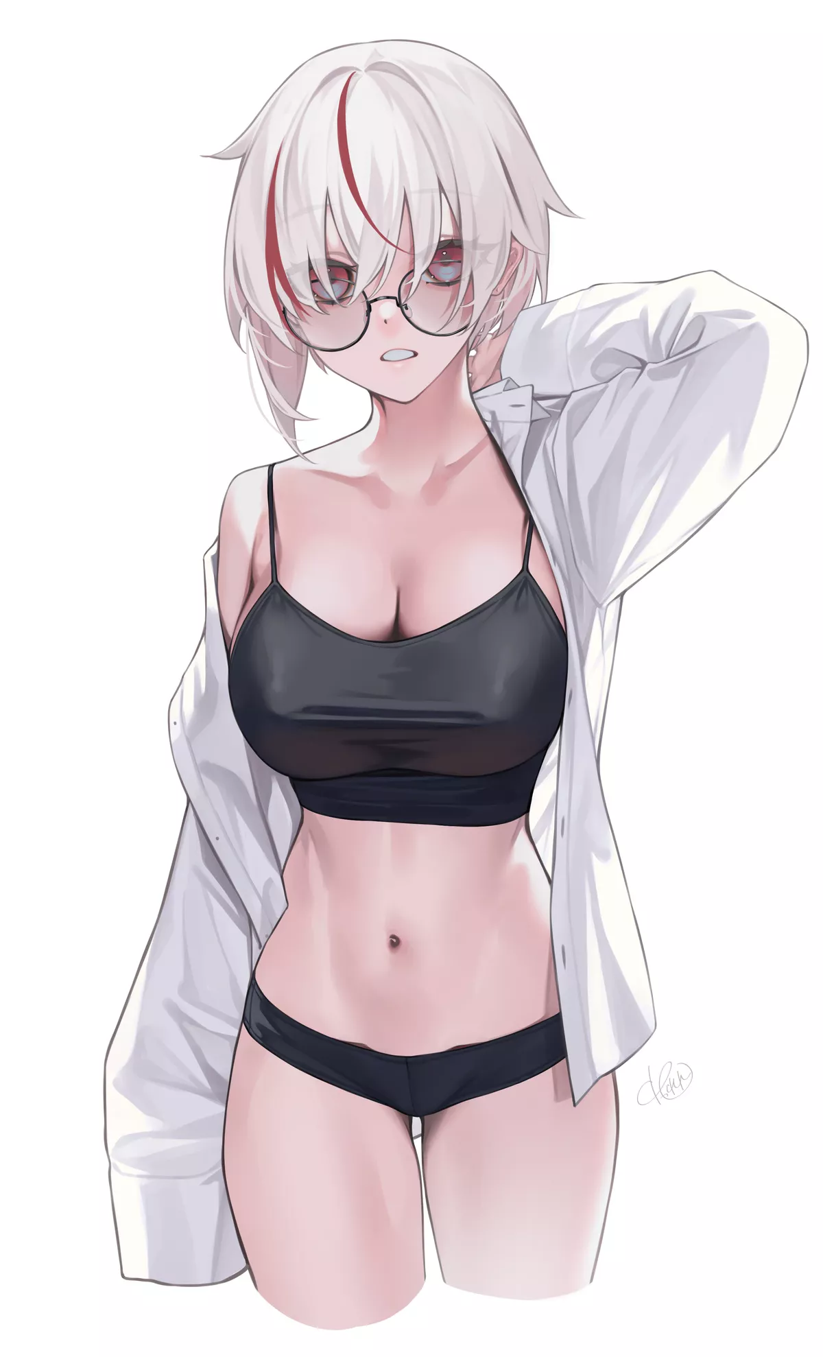 White shirt black underwear [Artist's Original]