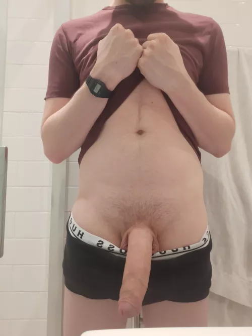 You come into the changing room and see me... Whatcha do?