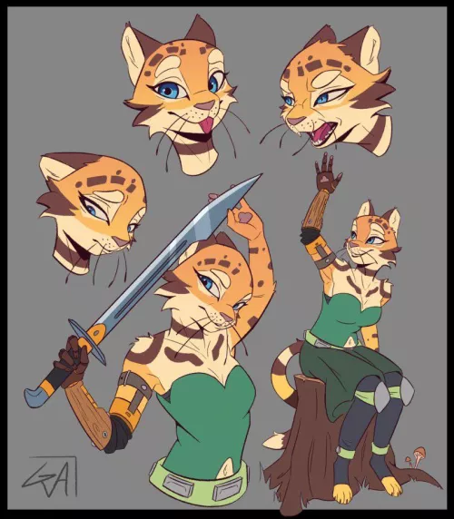 A character page of my Ocelot girl :D ~ Art by me 🍪 (@ArtsGalinn on Twitter)