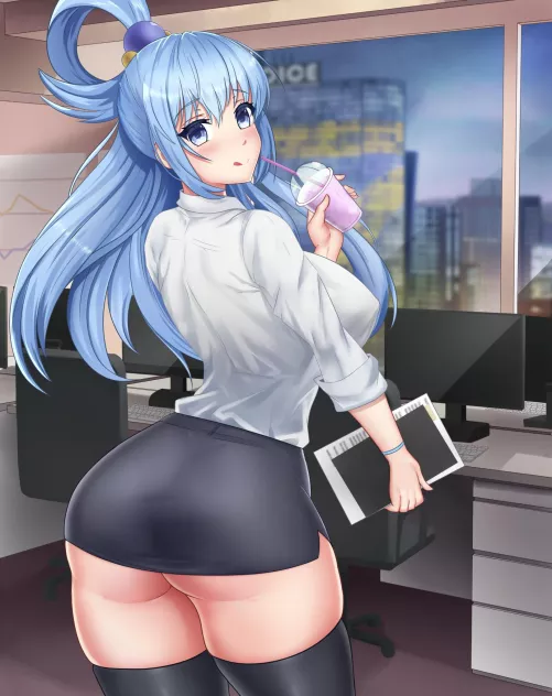 Aqua taking a break at the office (By Iosiflist) [KonoSuba]