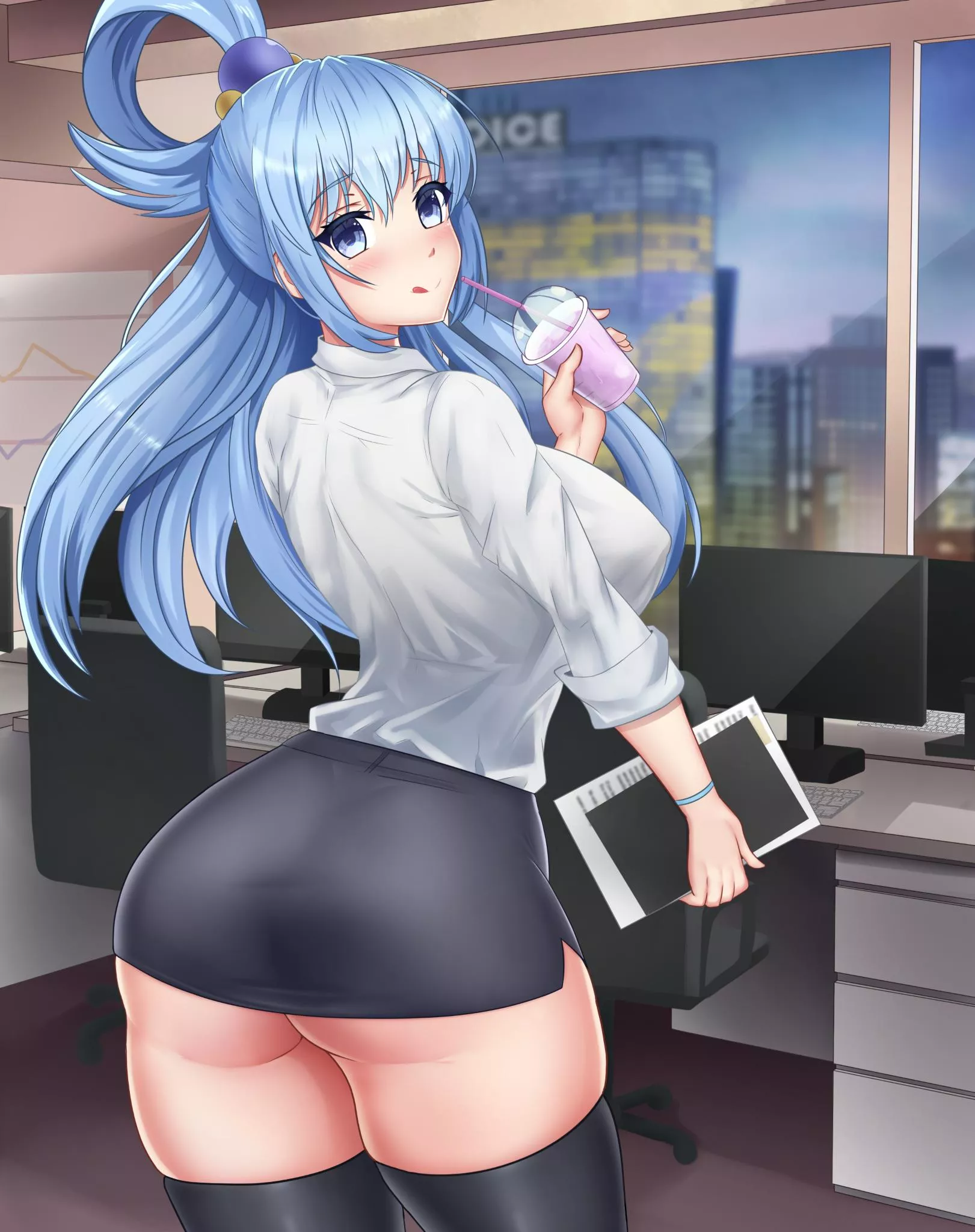 Aqua taking a break at the office (By Iosiflist) [KonoSuba]