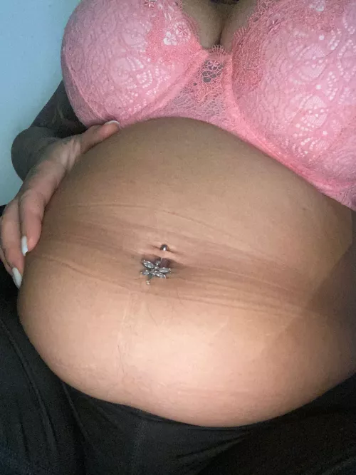 (F) Feeling so turned on with my fat belly, you like the piercing?