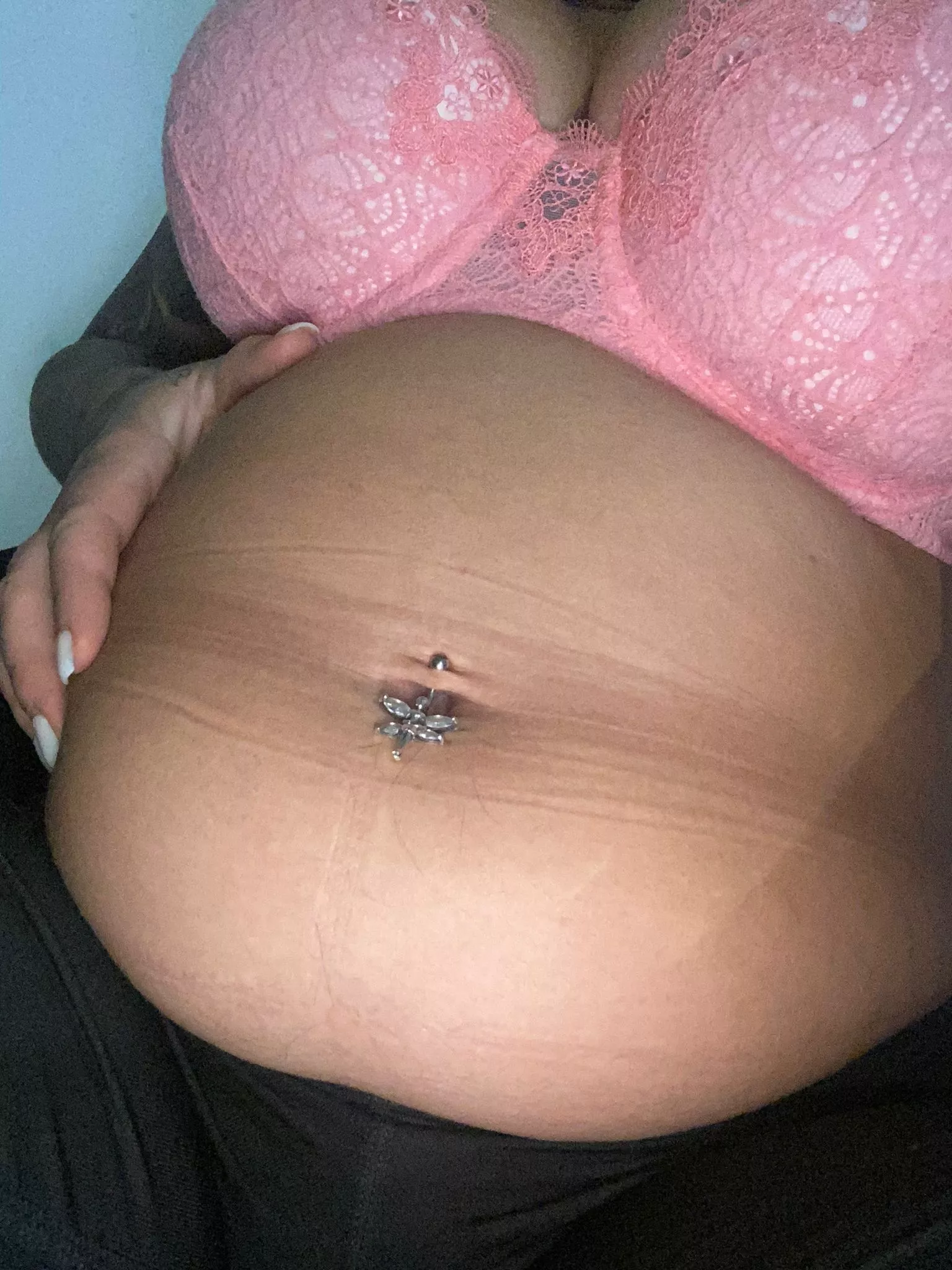 (F) Feeling so turned on with my fat belly, you like the piercing?