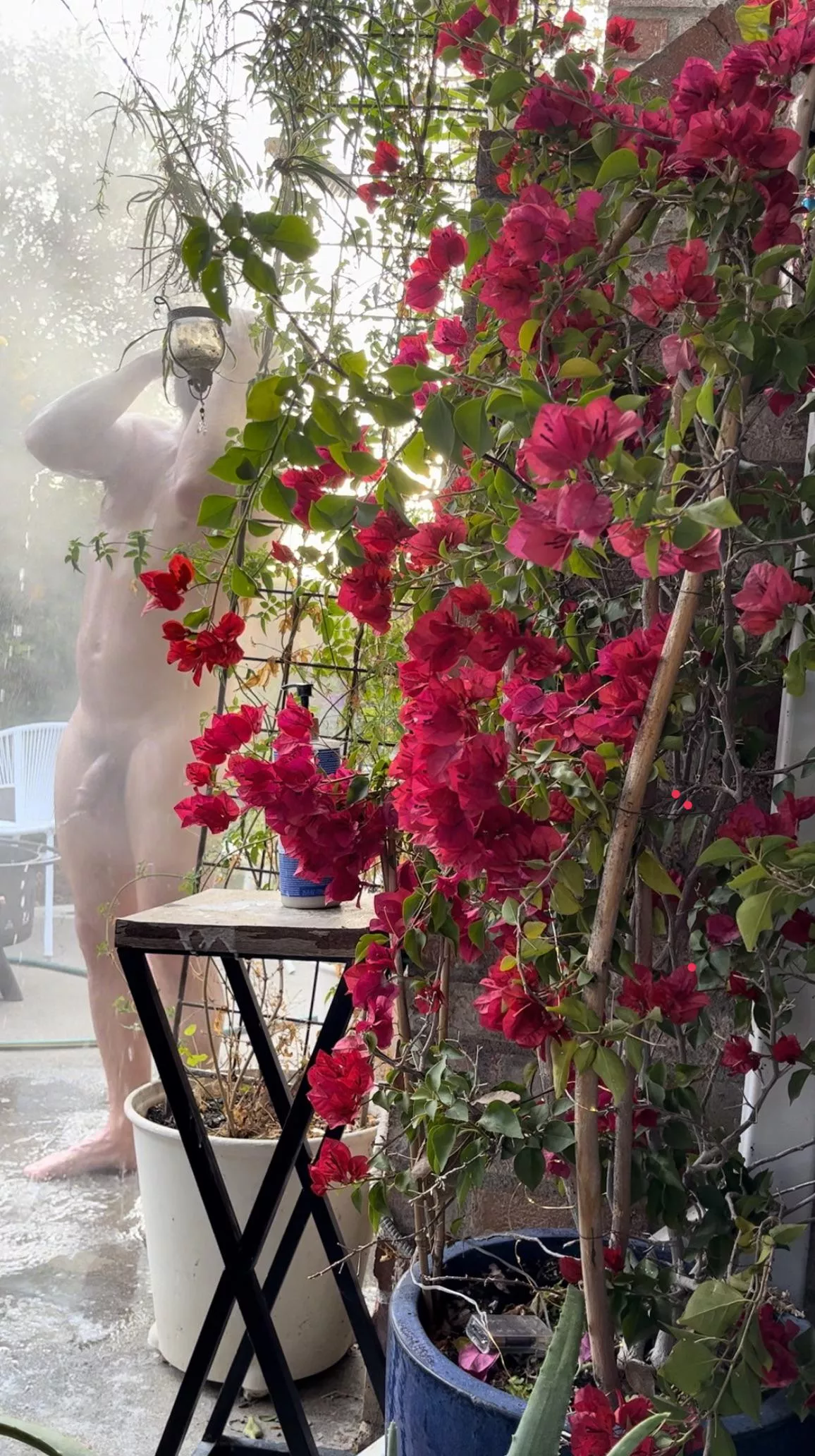 Grateful for our outdoor hot shower for year round enjoyment!