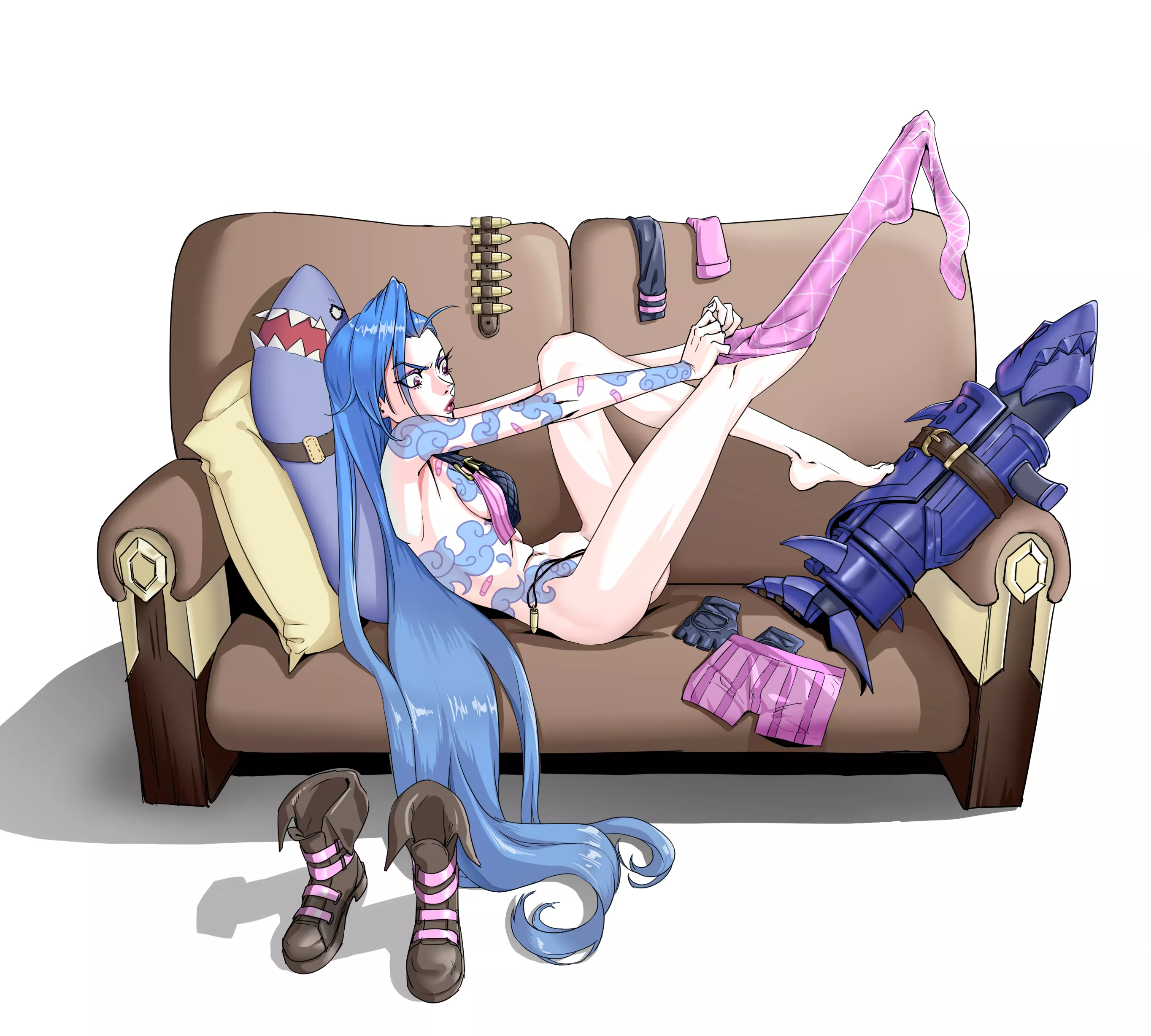 Jinx putting on some clothes (Novice) [League of Legends]