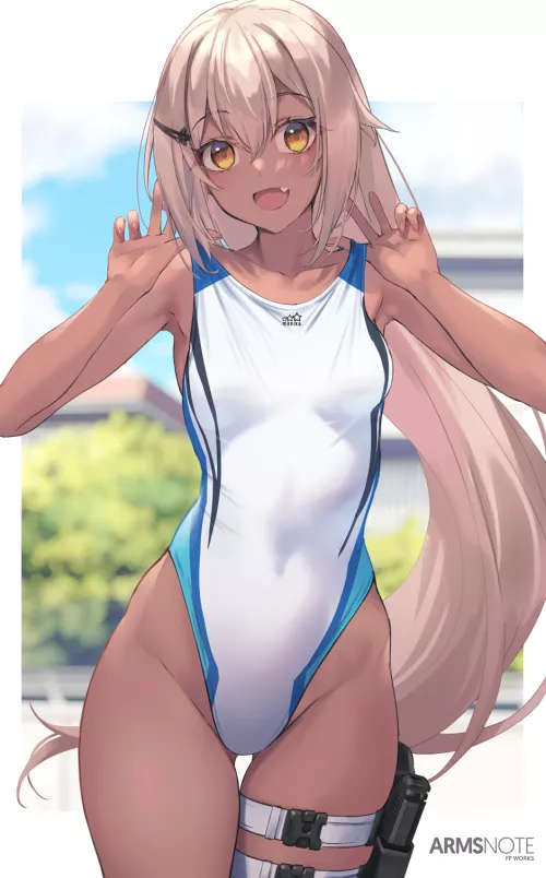 Kohai-chan in a white swimsuit (Fukai ryosuke) [Original]