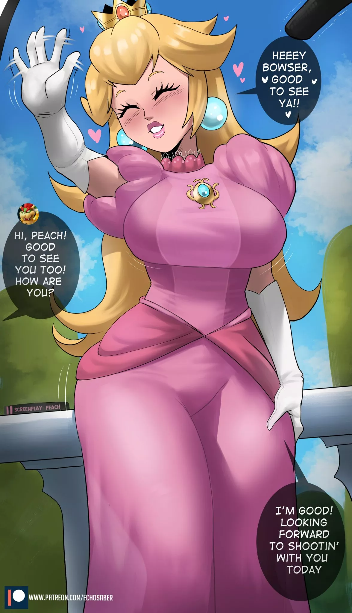 Peach on set for the movie (Echo Saber)