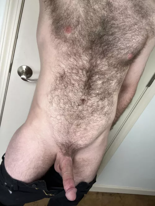 Post-shower curls… oh and a little bit of cock