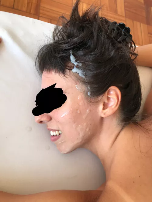 You think I look happy with his cum all over my face and hair?