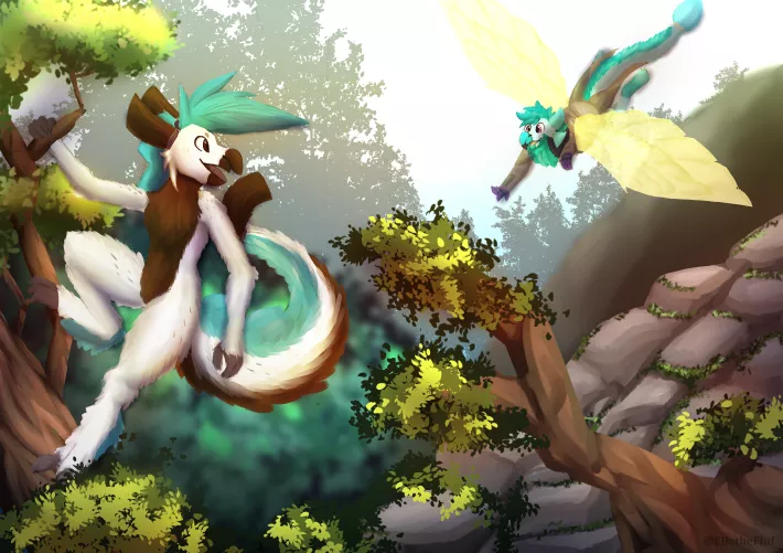 A little illustration of my gf and I as our flufs! (art by me @ElletheFluf on Twitter)