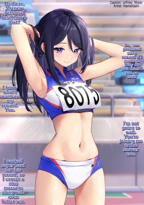 After her best race. [Gender Neutral POV] [Implied Sex] [Sweaty]