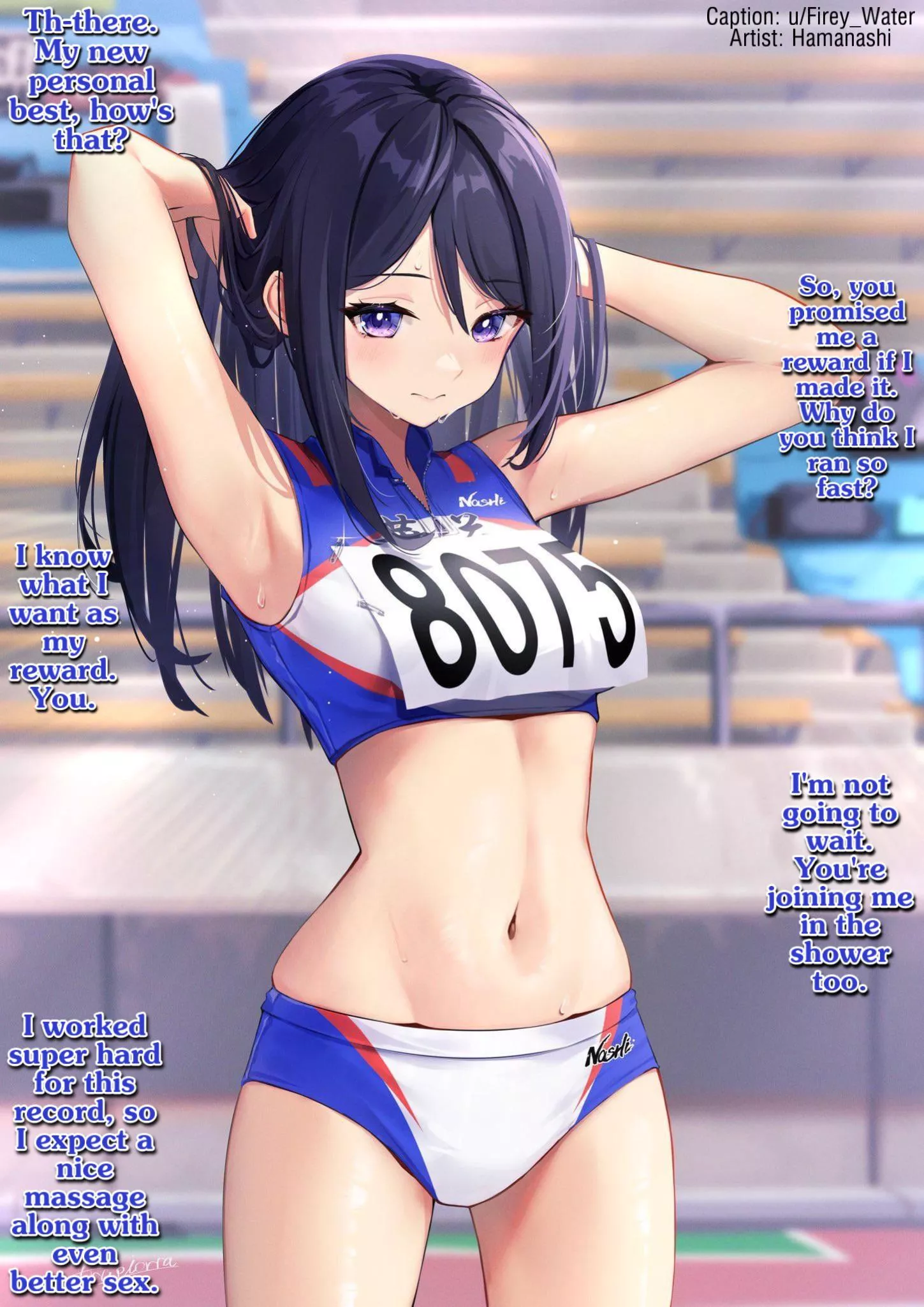 After her best race. [Gender Neutral POV] [Implied Sex] [Sweaty]