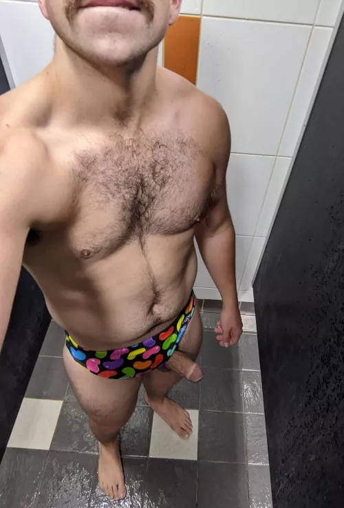 Couldn't contain it in the swimming pool showers...