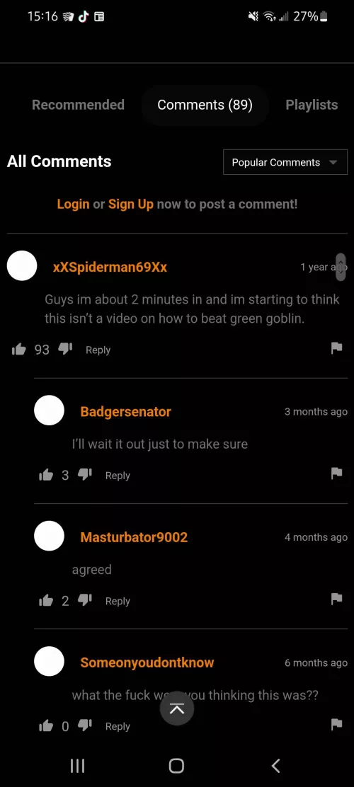 Dude thought it was a video on how to beat green goblin🤣