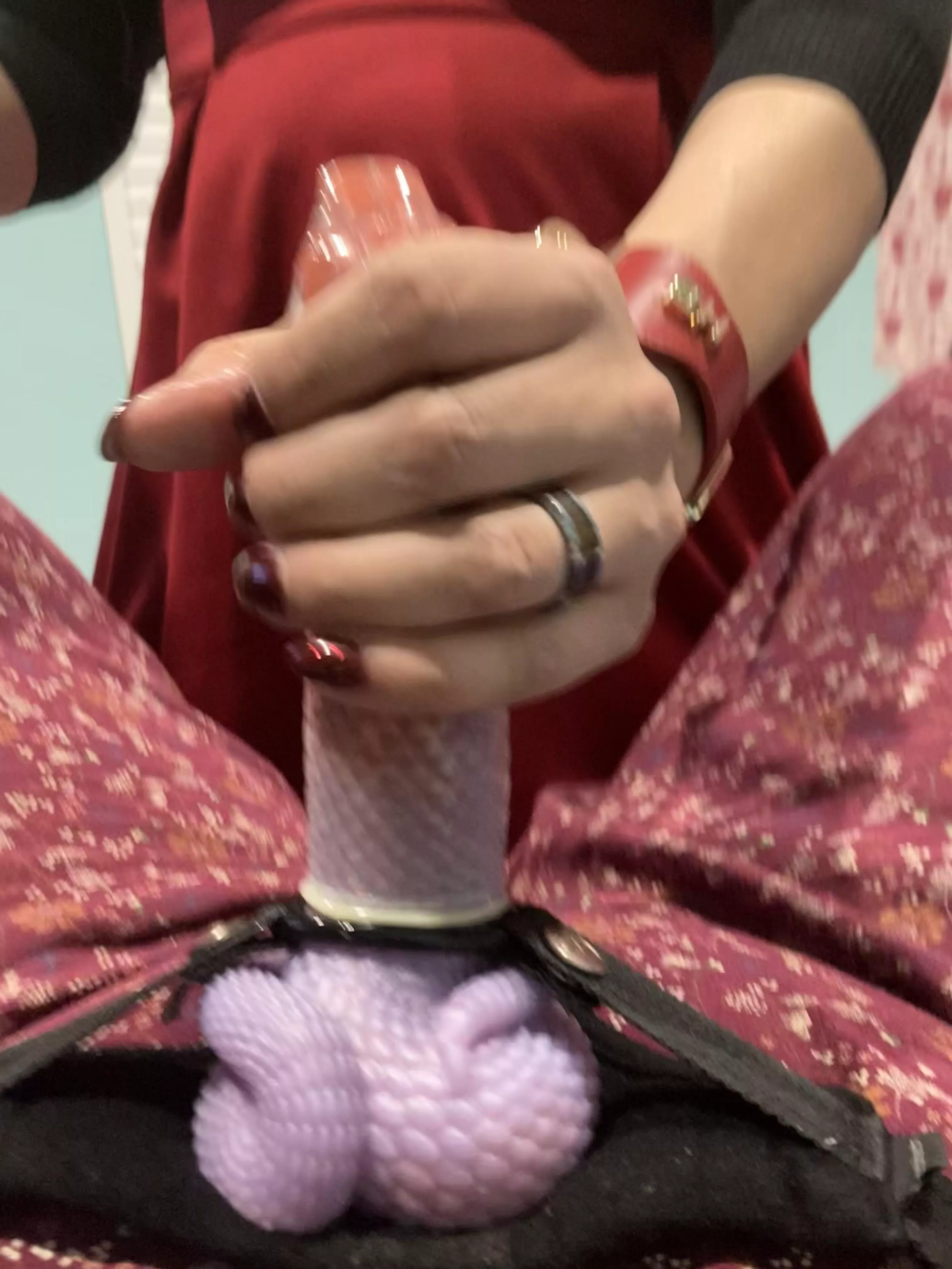 Play time with my sissy princess. Here he is lubbing up my snake cock before he gets on top to ride it