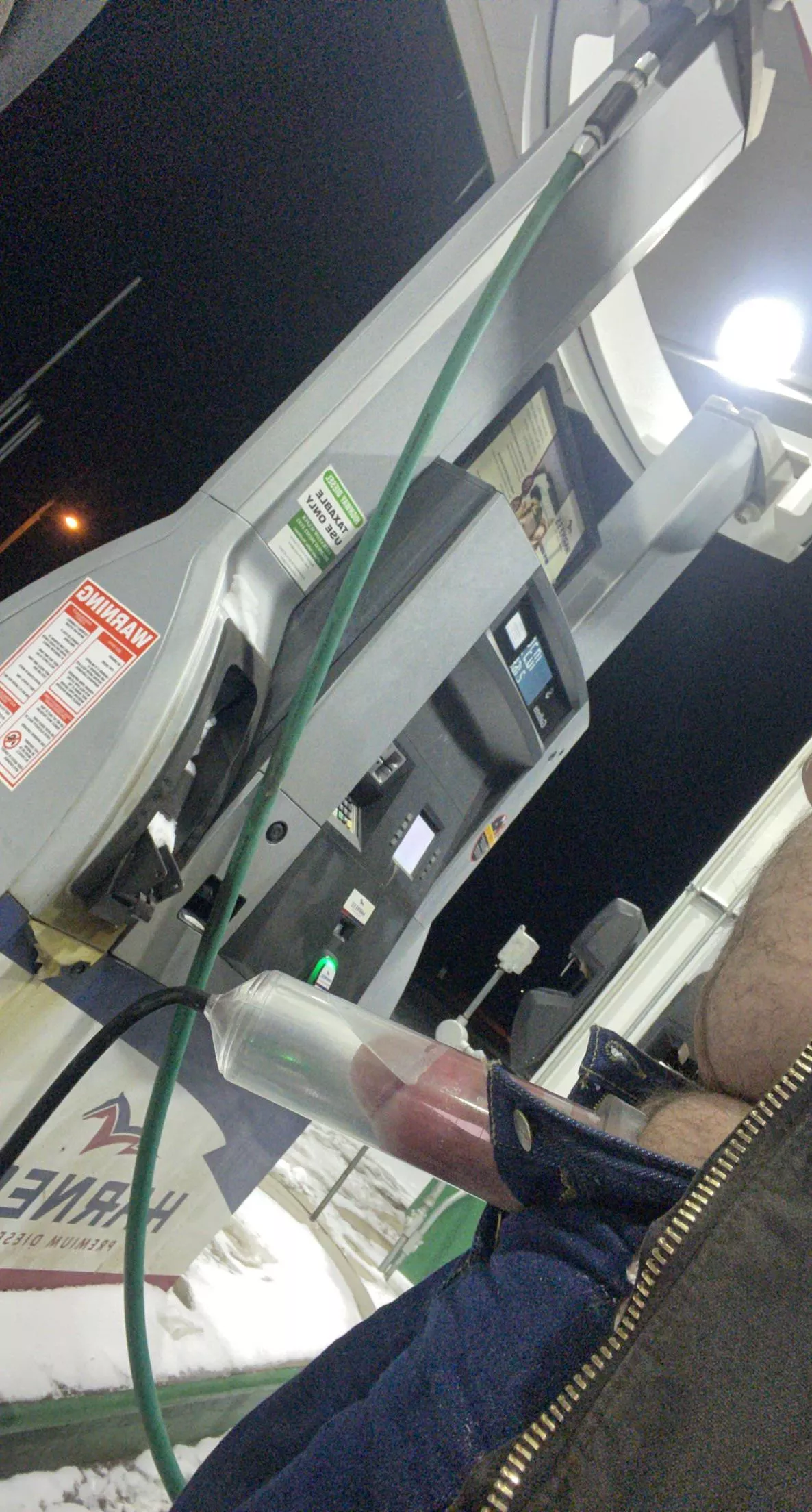 Pumping fuel while pumping my cock