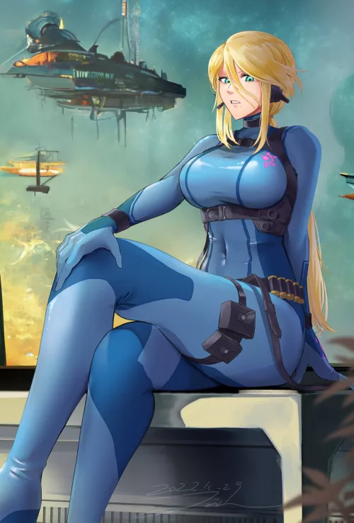 Samus Aran Relaxed On Duty (Jin Noumi) [Metroid]