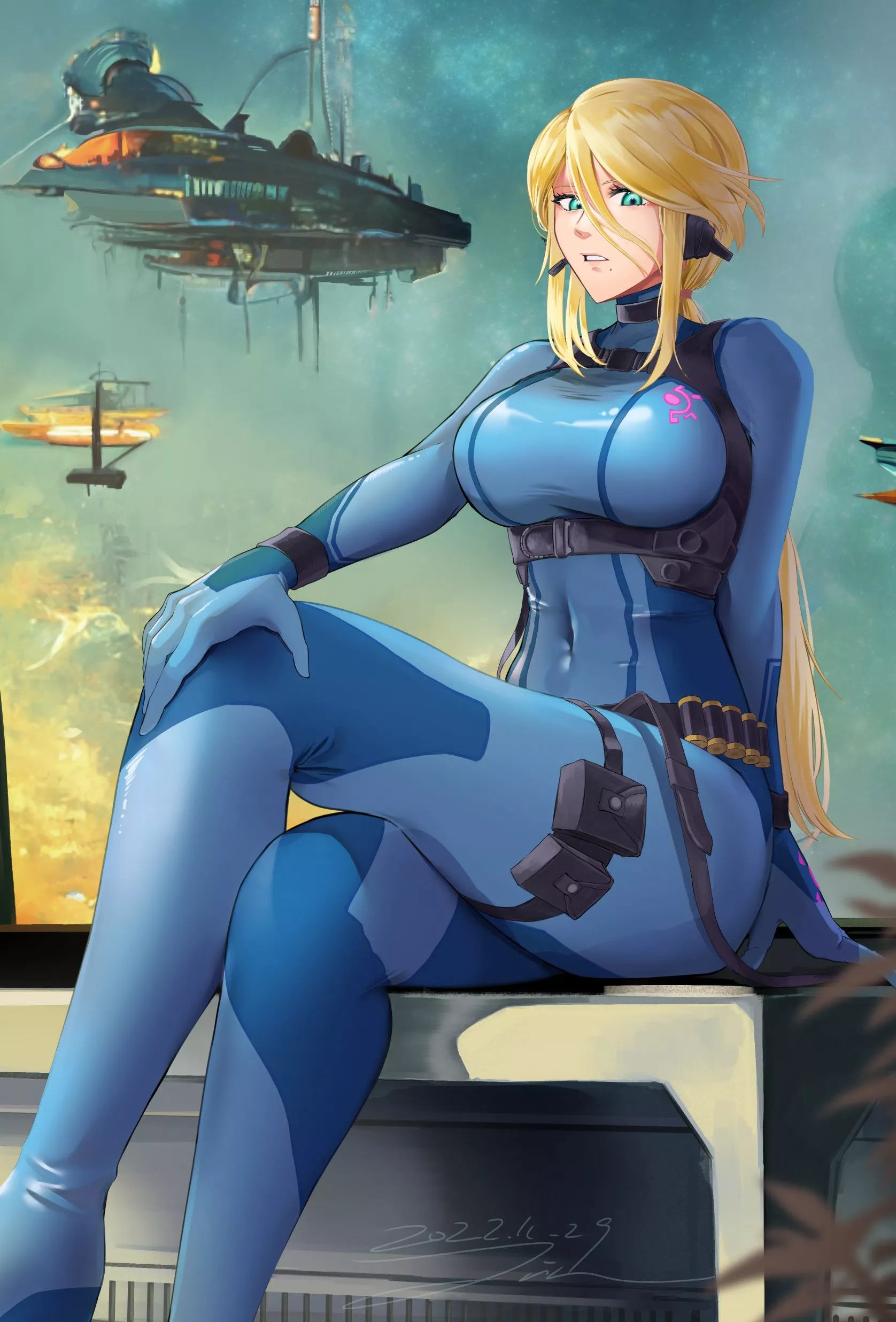 Samus Aran Relaxed On Duty (Jin Noumi) [Metroid]