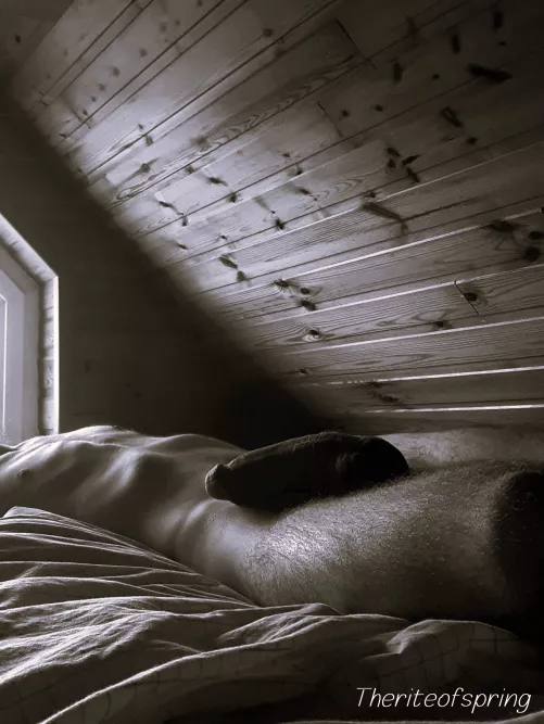 Sleeping in a wooden cabin