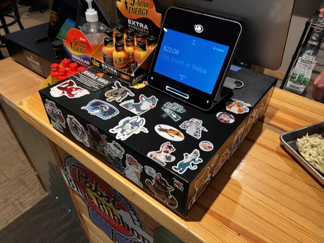 The cash register at eagle bbq at Copprer Mountain