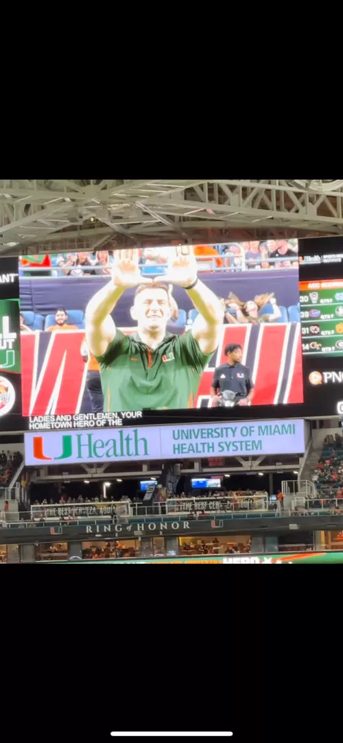 University of Miami had me come out at the game as the hometown hero during the game last weekend. Humbling and once in a lifetime opportunity.