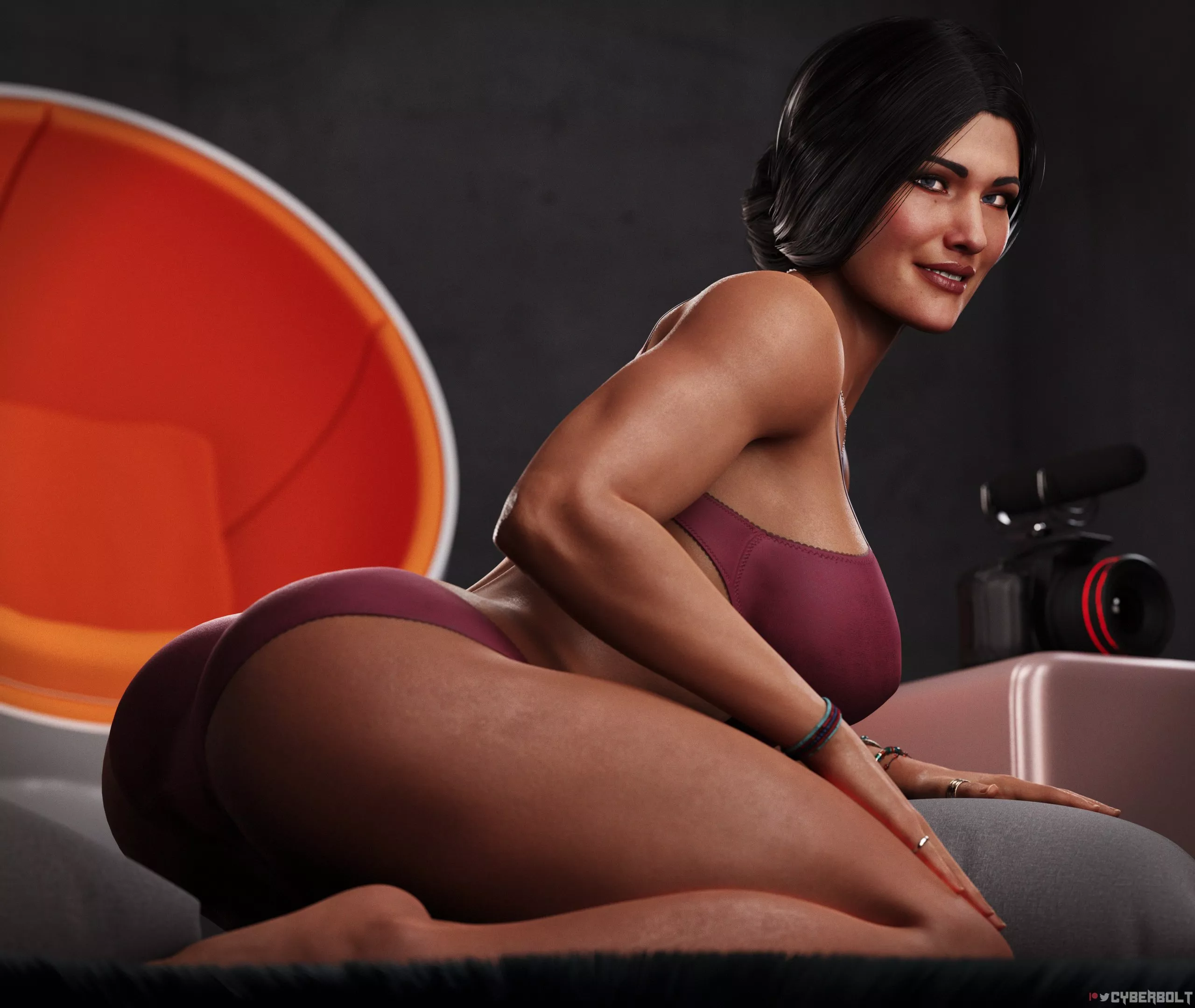 Wonder Woman posing for a photo (Cyberbolt) [DC]