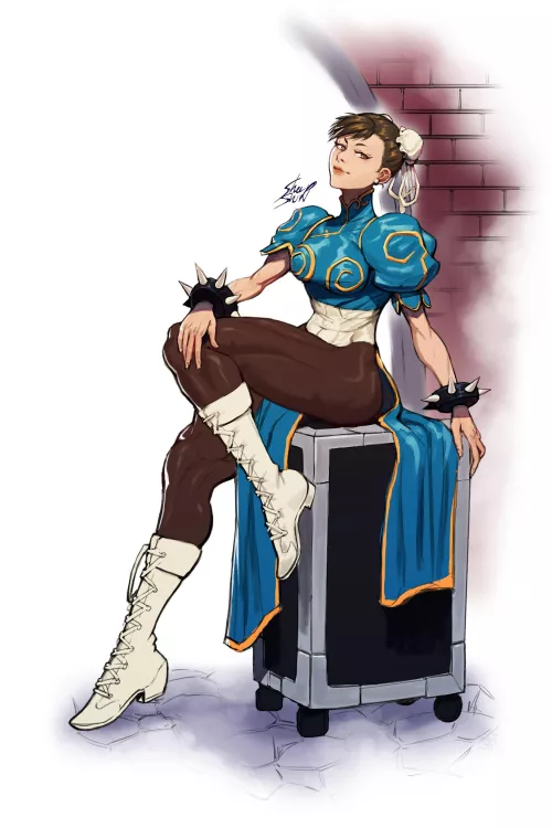 Chun waiting to get picked up (@sheep_shin) [Street Fighter]