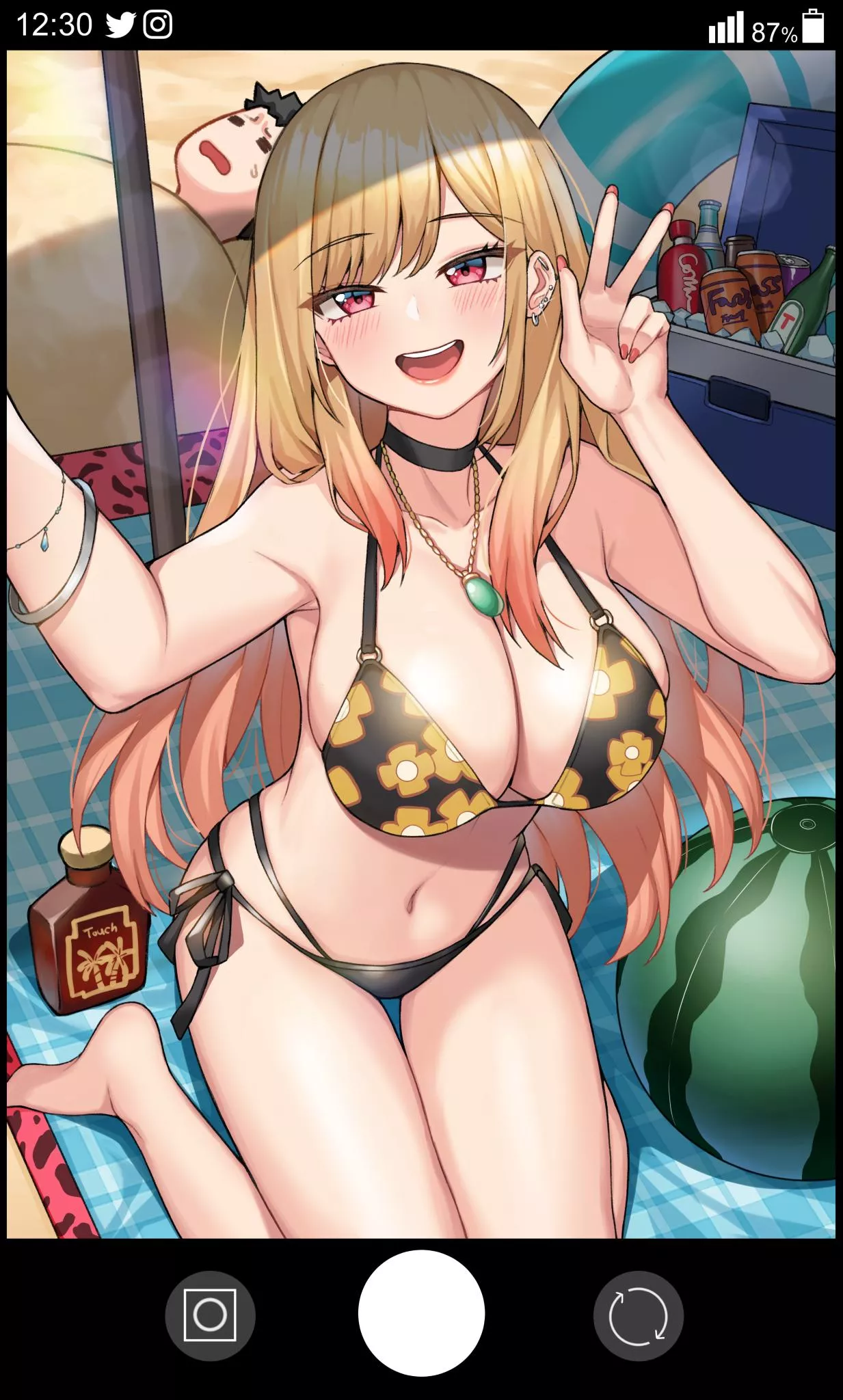 Marin taking selfies at the beach (By NaNNi) [My Dress-Up Darling]