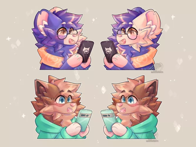 Matching acrylic charms for my partner and I ~ art by me @maiathoustra