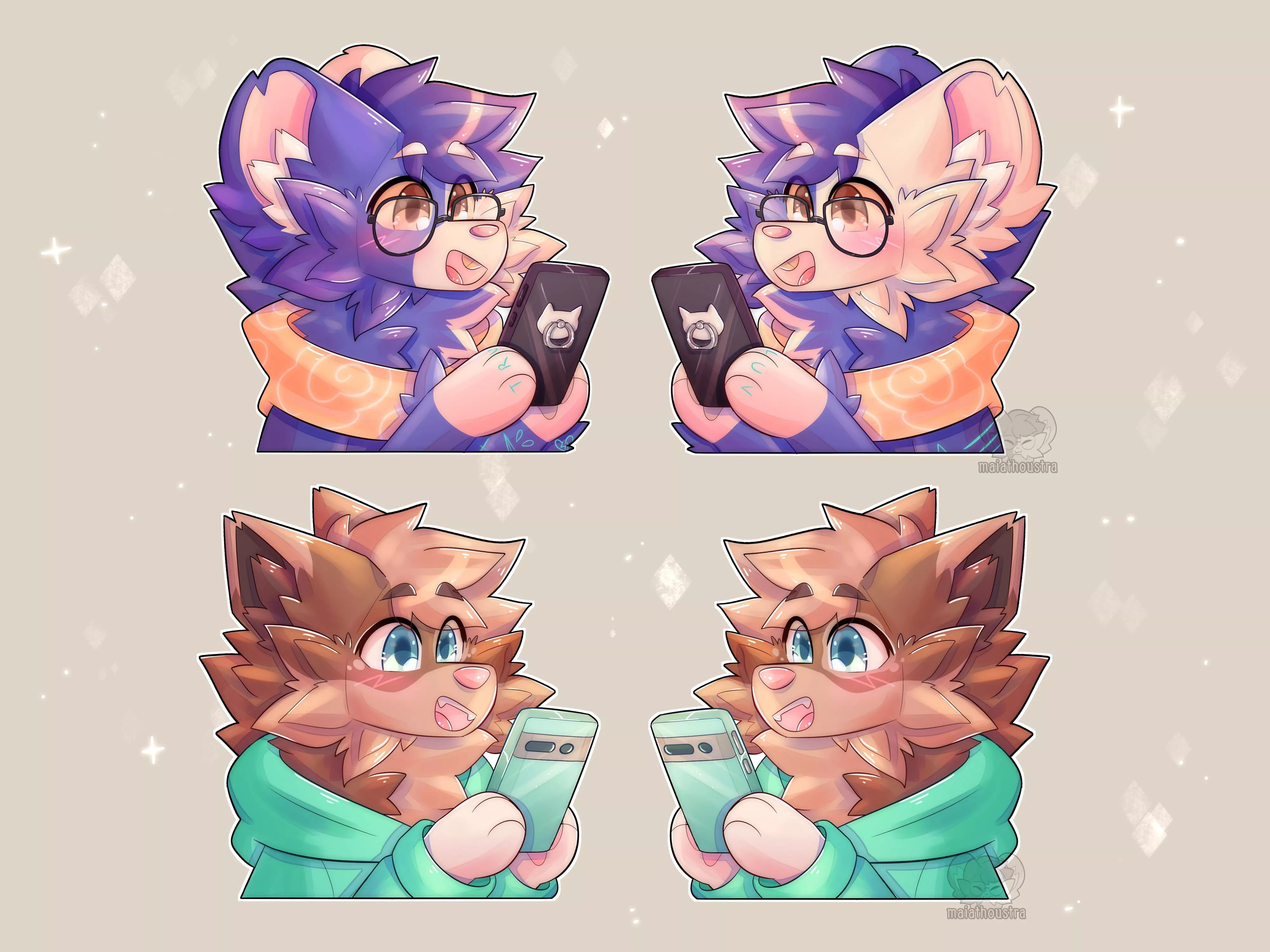 Matching acrylic charms for my partner and I ~ art by me @maiathoustra