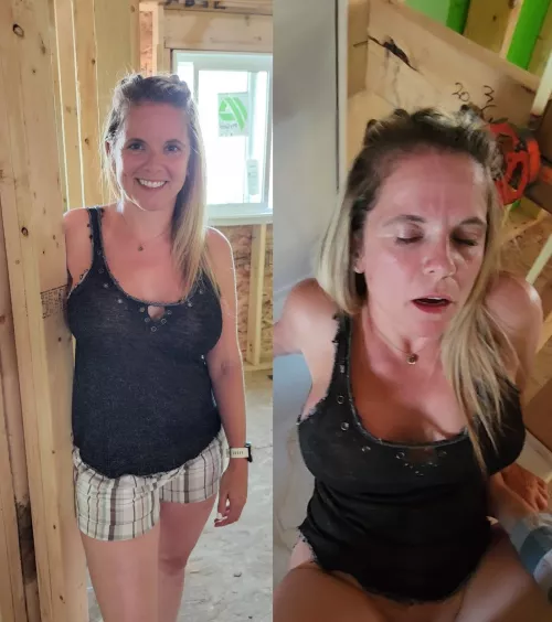 my boy toy works construction, so he snuck me onto site and fucked me there