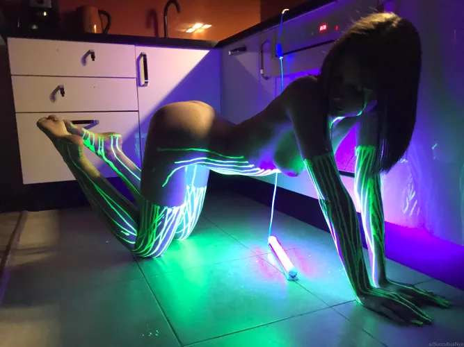 Neon stockings and gloves