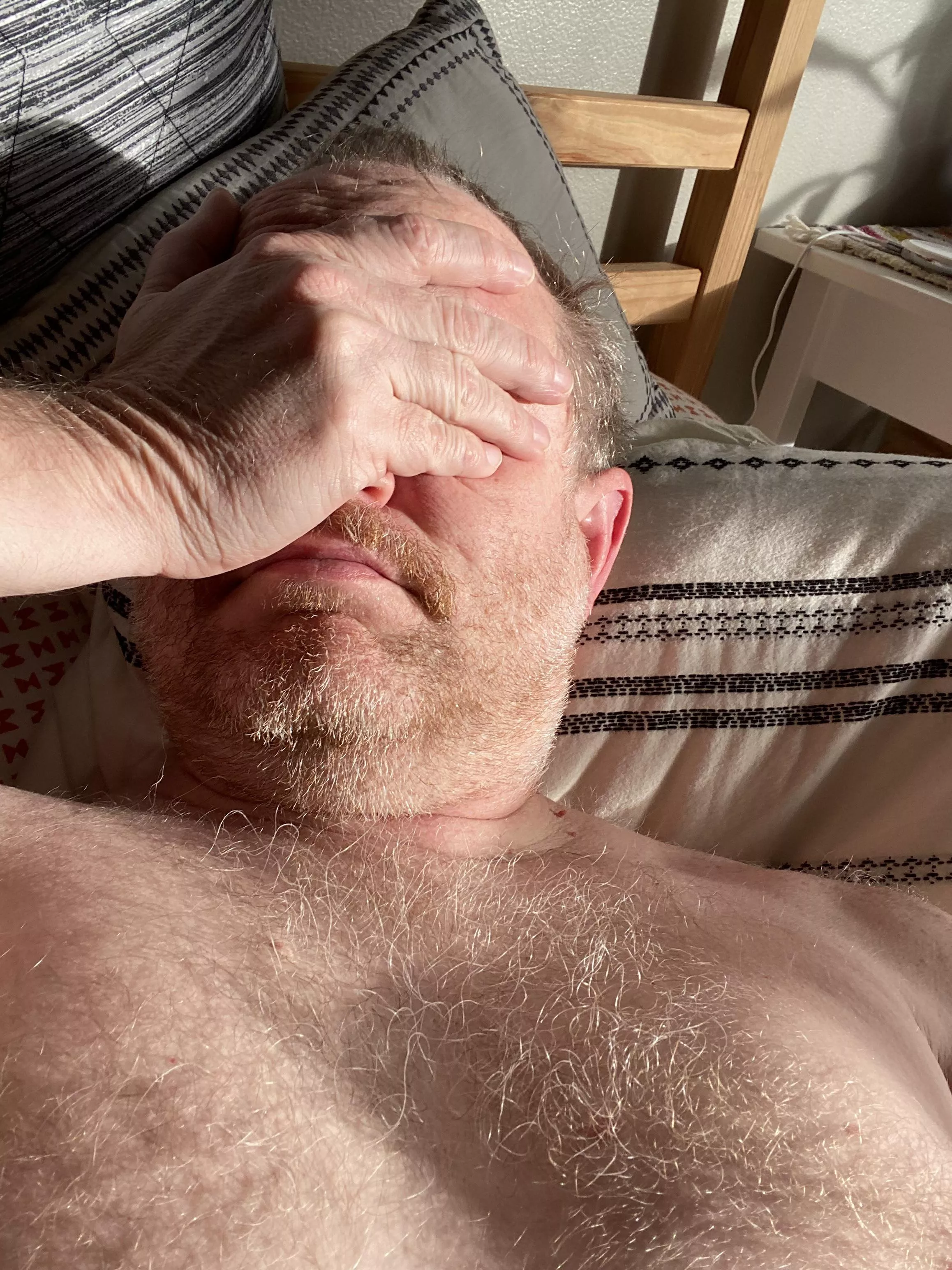 Ok, I’m awake. Come lay your furry chest on mine. 😈