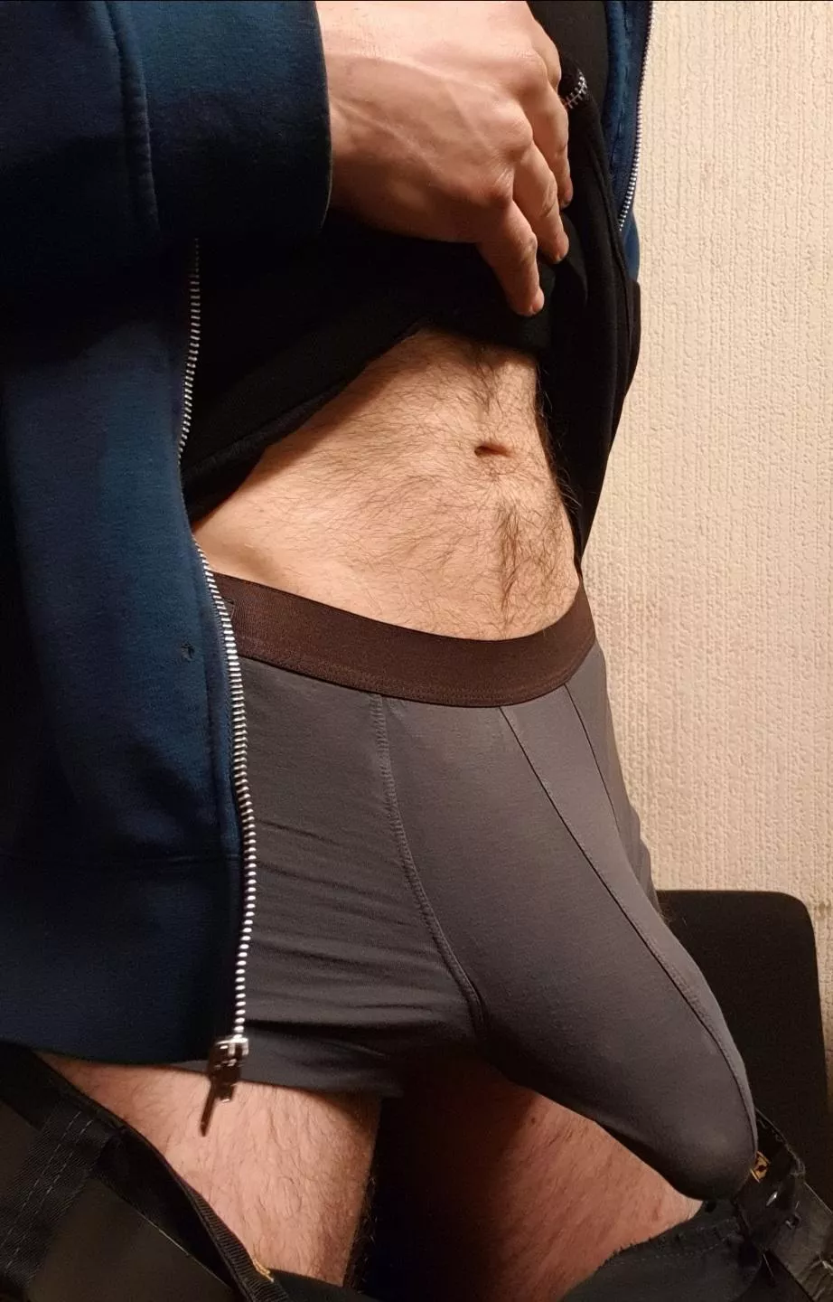 Testing the stretch capabilities of my boxer briefs