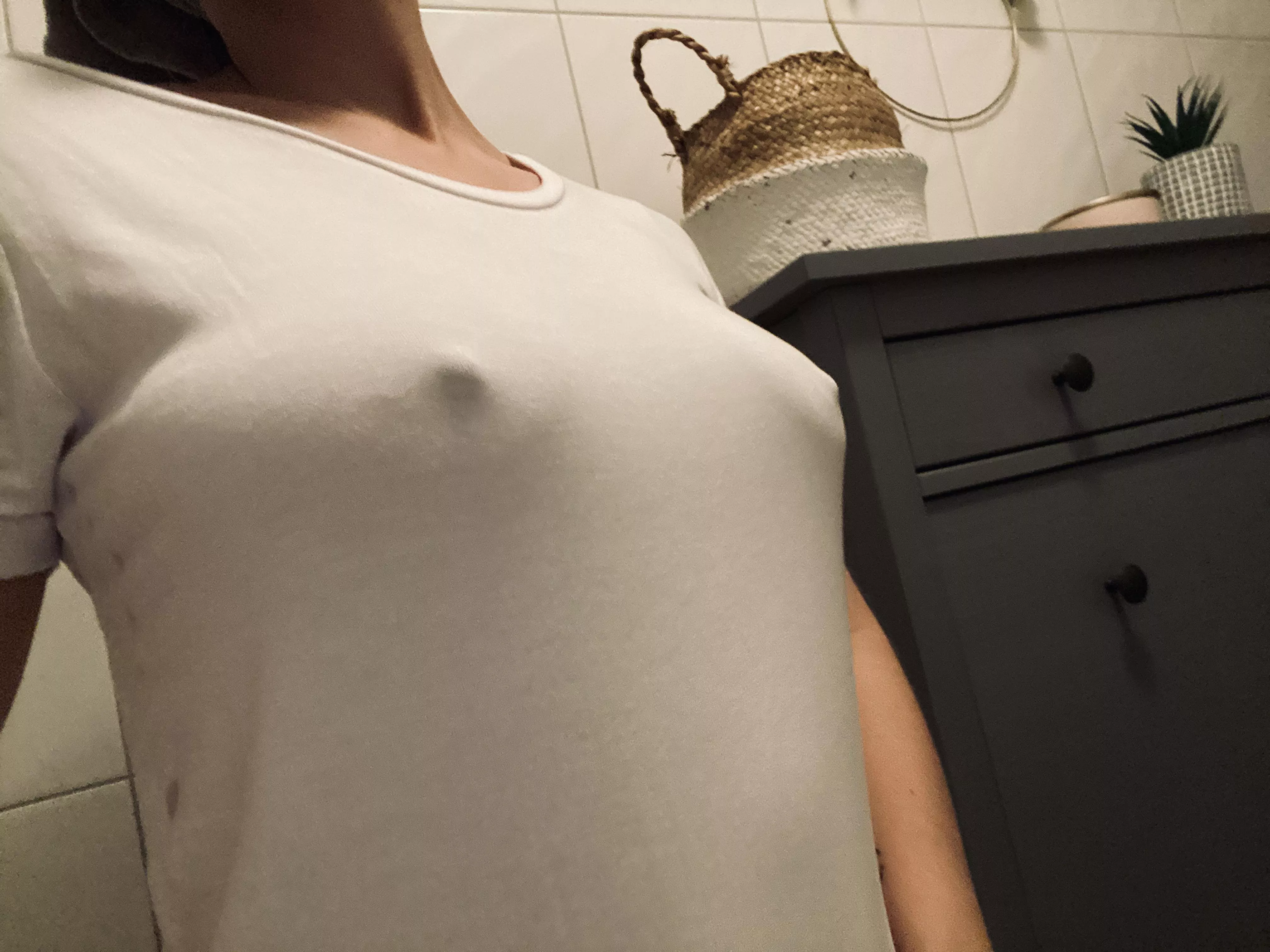 VERY obviously braless <3