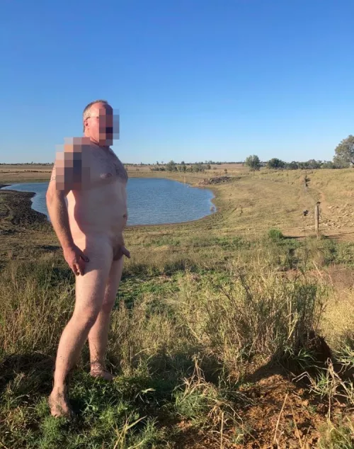 About to have a early morning swim in the dam