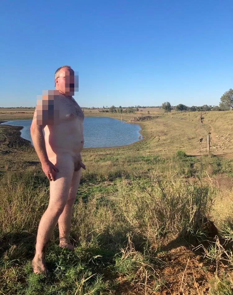 About to have a early morning swim in the dam