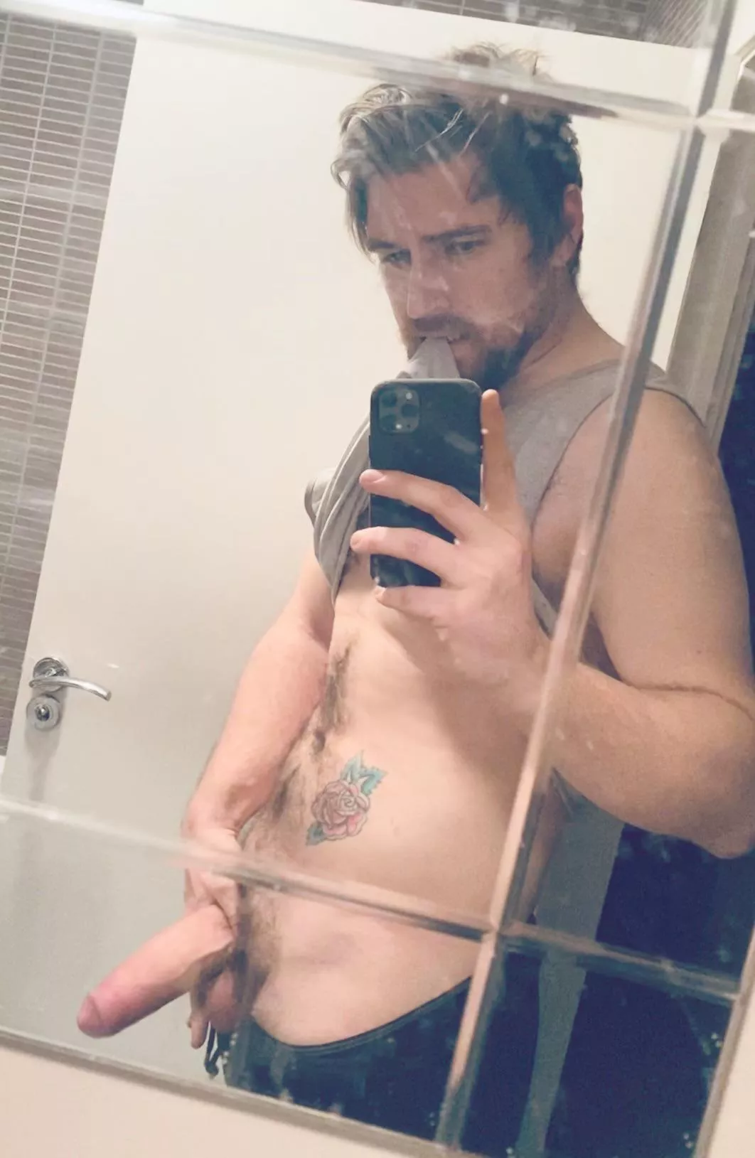 Certainly not flaccid, but a little way off fully standing to attention