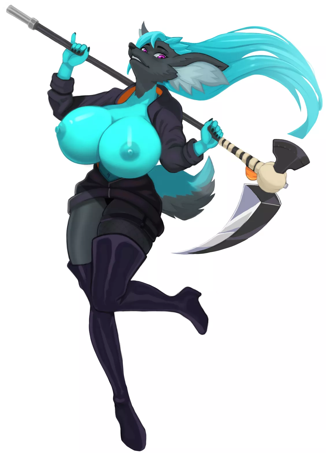 [F] My OC, Akeno drawn as a anthro delphox(Kamishiro)