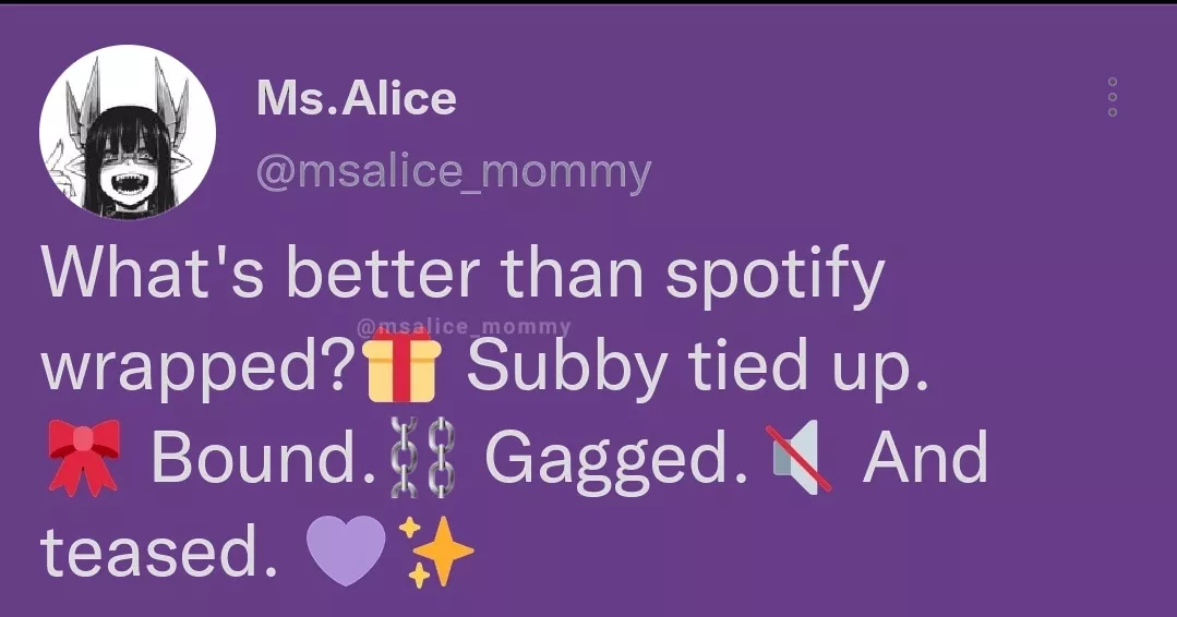 Finally a worthy opponent to spotify wrapped;) expect someones getting tied up this year 🎄🎁🤭💜✨