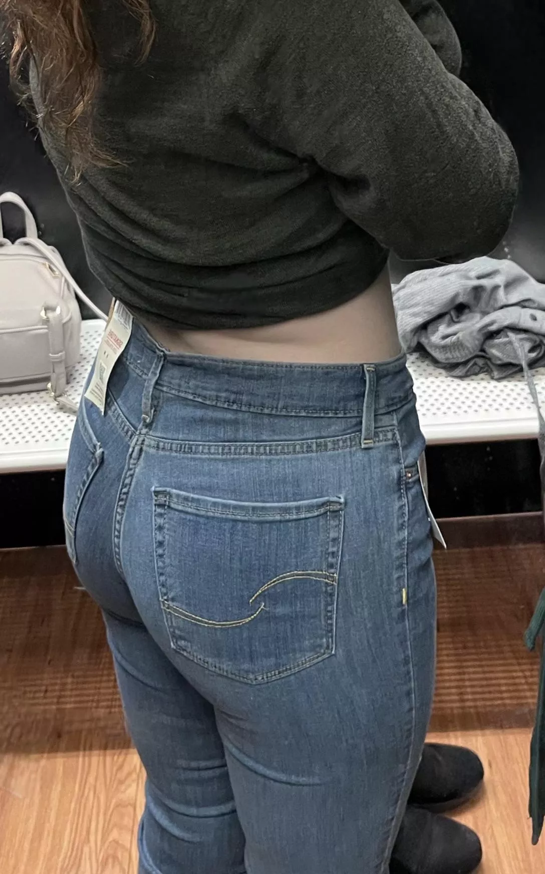 [f]irst time wearing blue jeans in two years! I think I like them