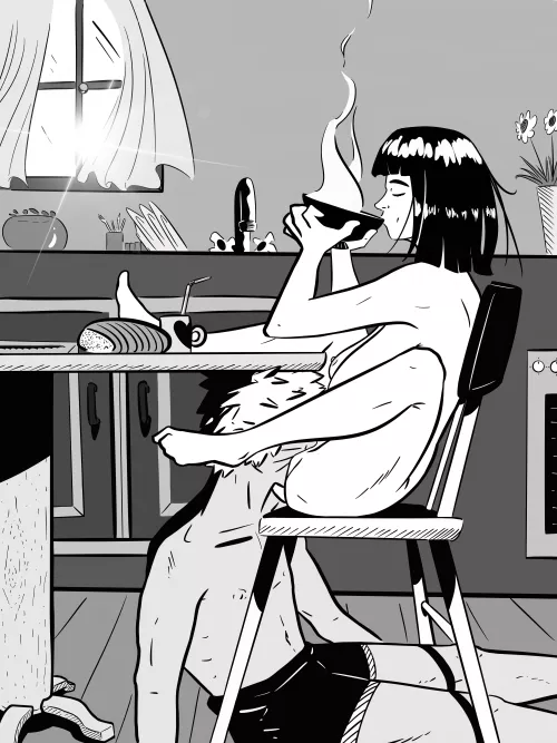 Hinata’s takes her Breakfast while hubby enjoys his meal