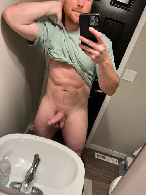I like my neighbors half bath off of the kitchen.. it works well for taking pictures of my cock while they eat dinner (35)