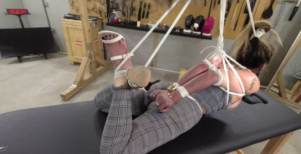 if she cums without permission, she'll be fully suspended