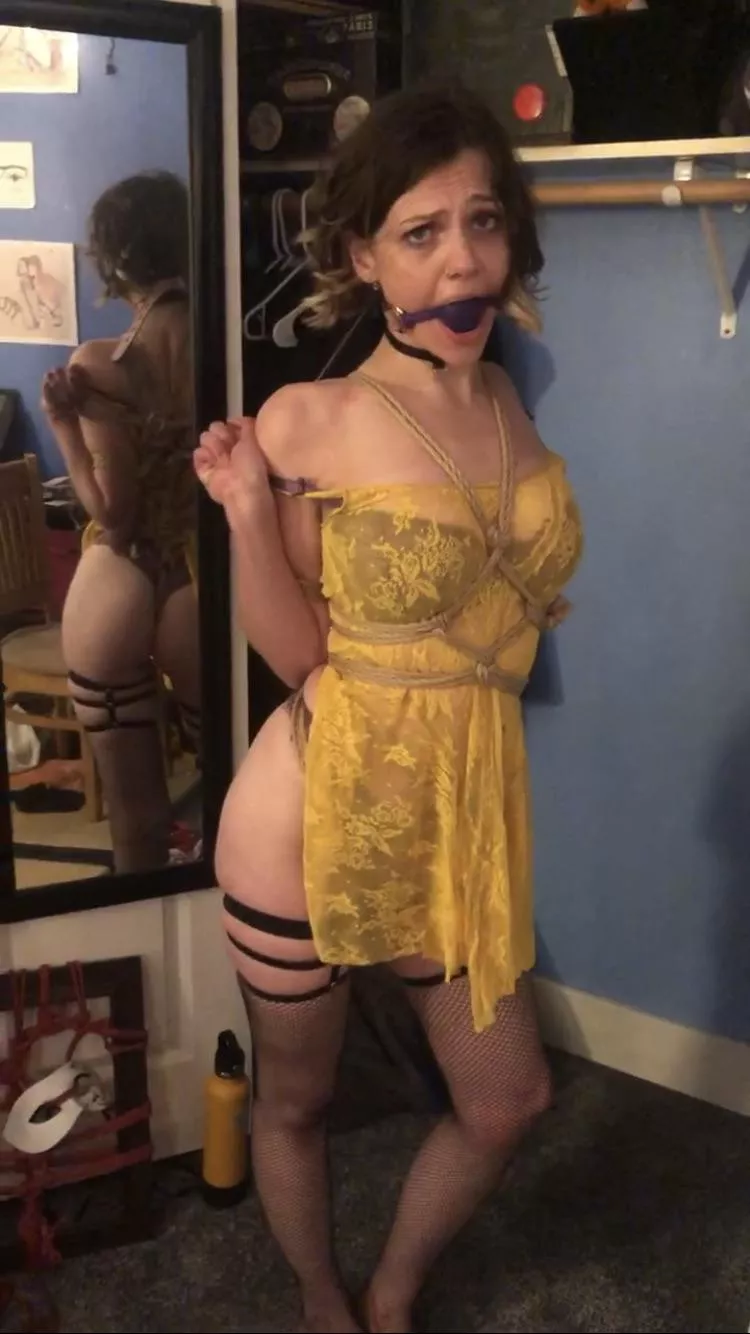 Mirror bondage and gagged OC