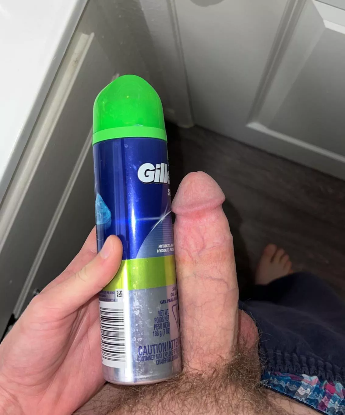 My white boy penis compared to a shaving gel can, think you can best me?